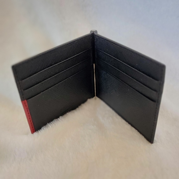 Prada Saffiano Men's Black Card Case with Money Clip - Picture 3 of 10